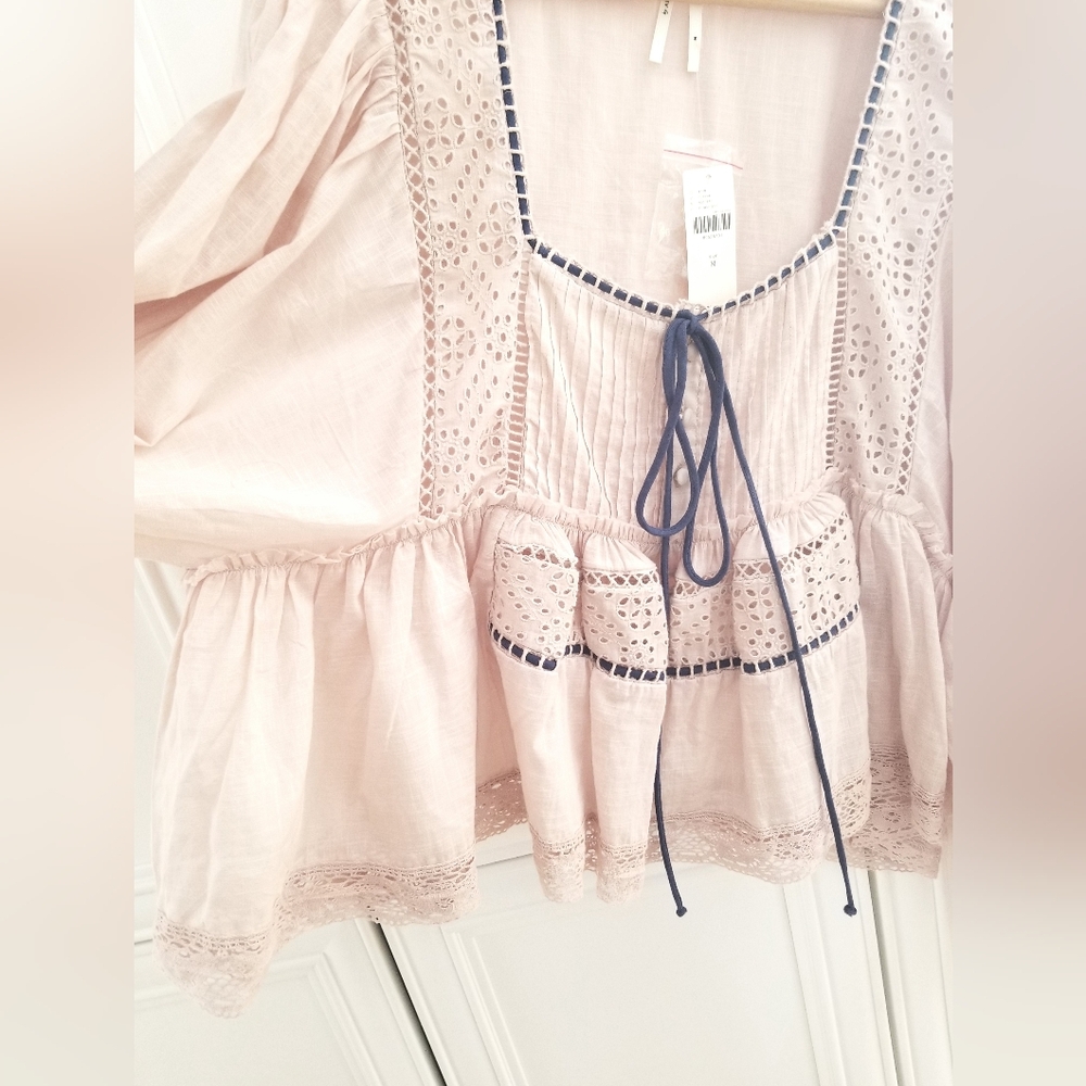Anthropologie Sz M Billowy Peasant Blouse Rose/blush Colour - Picture 8 of 10